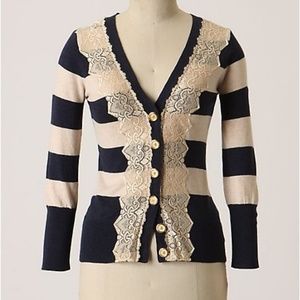 Anthropologie Charlotte Navy Striped Cardigan